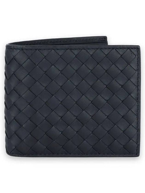Bottega Veneta Men's Intrecciato Half Wallet Navy