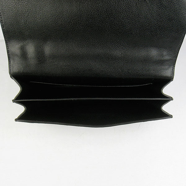 Hermes Calf Leather Message Bag H020 Black Silver