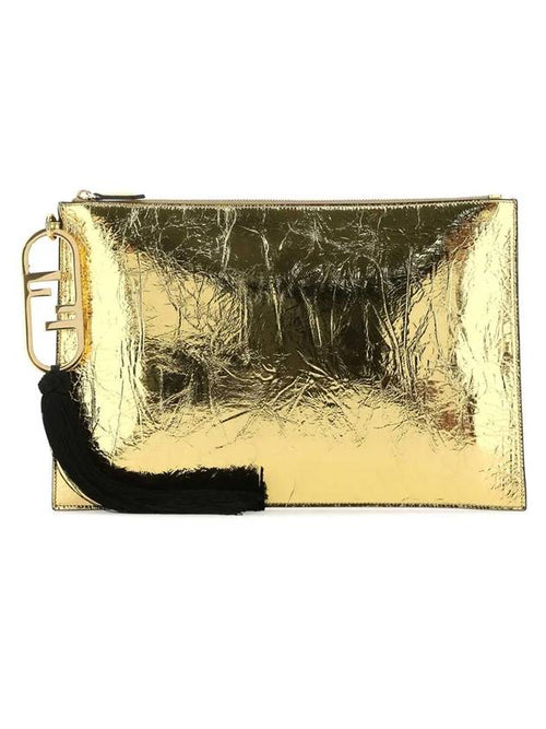 Fendi leather clutch bag gold