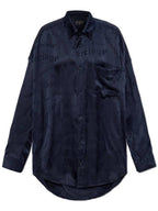Balenciaga Balenciaga Silk Shirt With Logo, Women's, Navy Blue