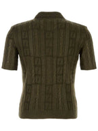 Fendi FF Motif Wool Polo Shirt Green
