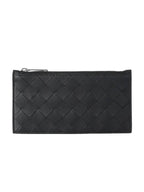 Bottega Veneta Intrecciato Zipper Card Wallet Black
