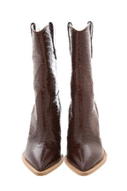Fendi Brown Croc Embossed Cowboy Boots SZ 39.5
