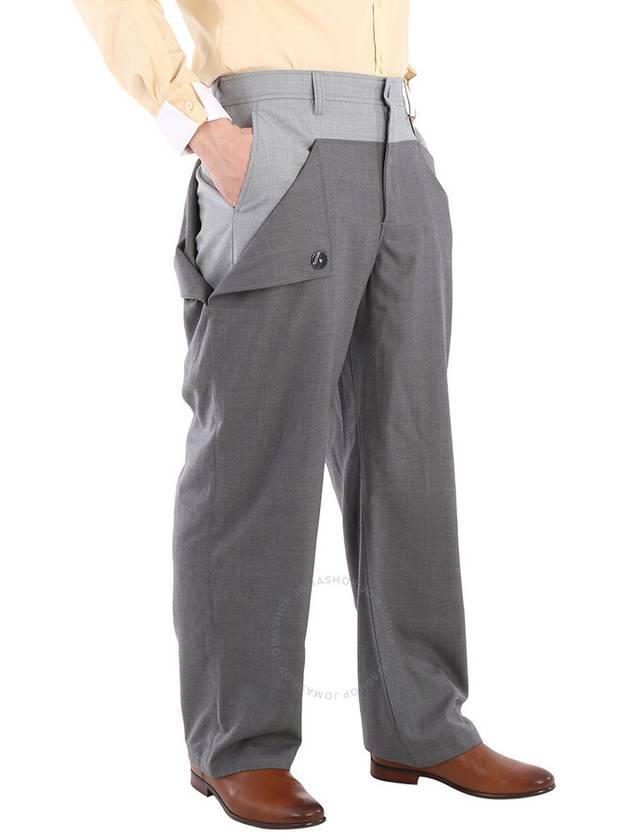 Burberry Burberry Men's Charcoal Grey Press-stud Detail Tonal Wool Trousers, Brand Size 52  (Waist Size 35.8")