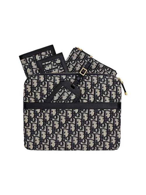 Diortravel Oblique Clutch Bag Kit Blue Dior