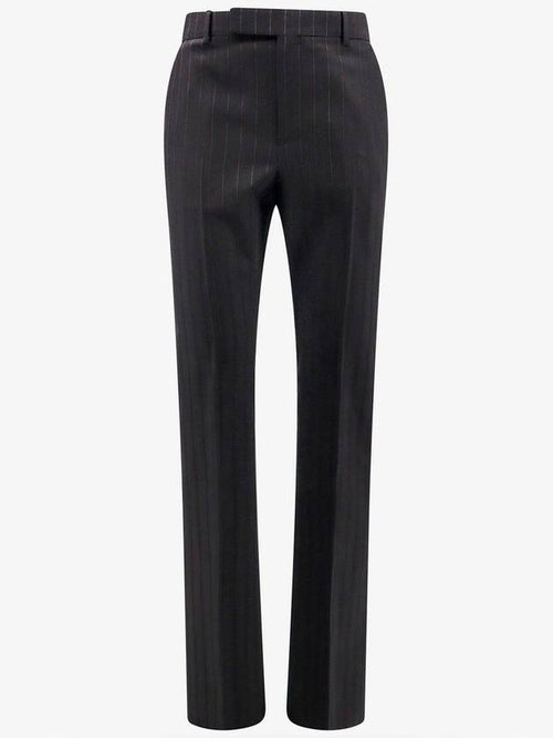 CELINE Striped Wool Flare Slacks Black