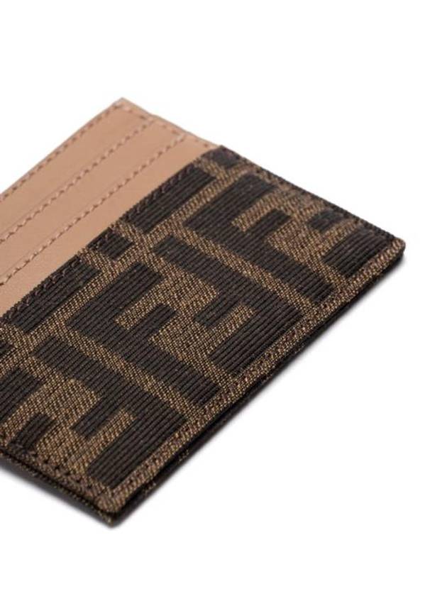 Fendi Baguette FF Jacquard Fabric Flat Card Wallet Brown