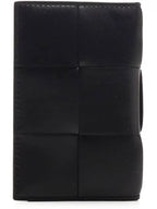 Bottega Veneta Maxi Intrecciato Flap Card Wallet Black