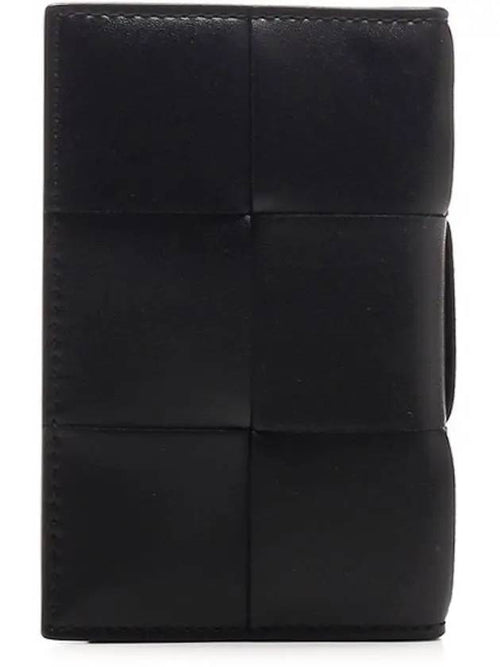Bottega Veneta Maxi Intrecciato Flap Card Wallet Black