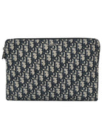 Oblique Jacquard Strap Clutch Bag Navy Dior