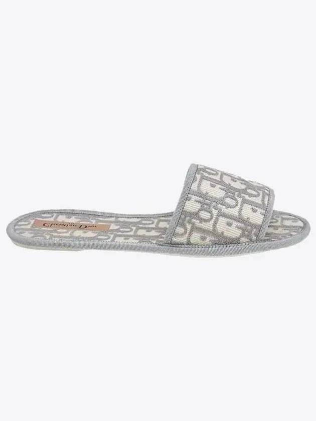 Chez Moi Oblique Embroidered Cotton Slippers Grey Dior