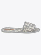Chez Moi Oblique Embroidered Cotton Slippers Grey Dior