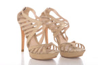 Fendi Gold Caged Peep Toe Heels SZ 40.5