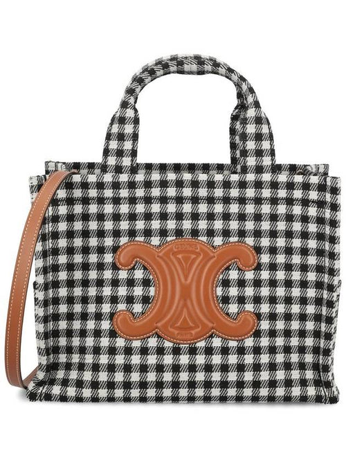 CELINE Triomphe Small Tote Bag White Black