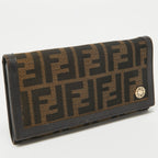 Fendi Zucca Canvas And Leather Flap Continental Wallet