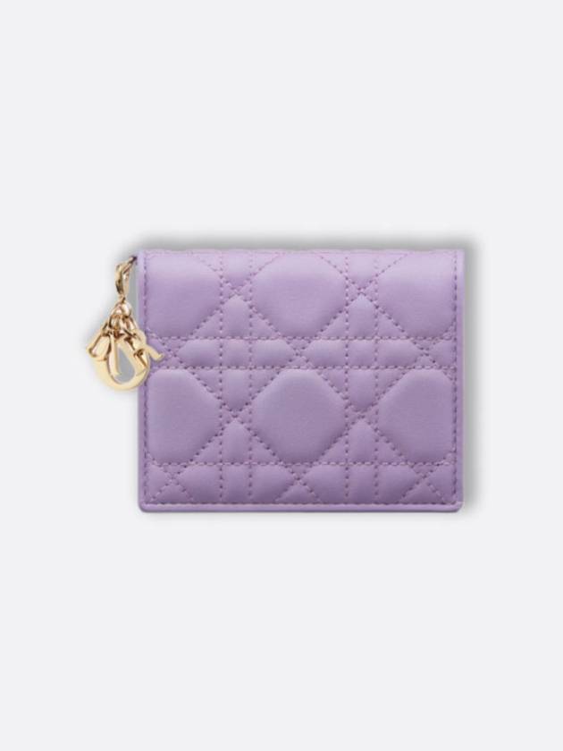 Lady Cannage Small Lambskin Half Wallet Purple Dior
