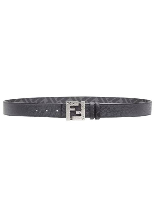 Fendi FF Logo Reversible Leather Belt Gray