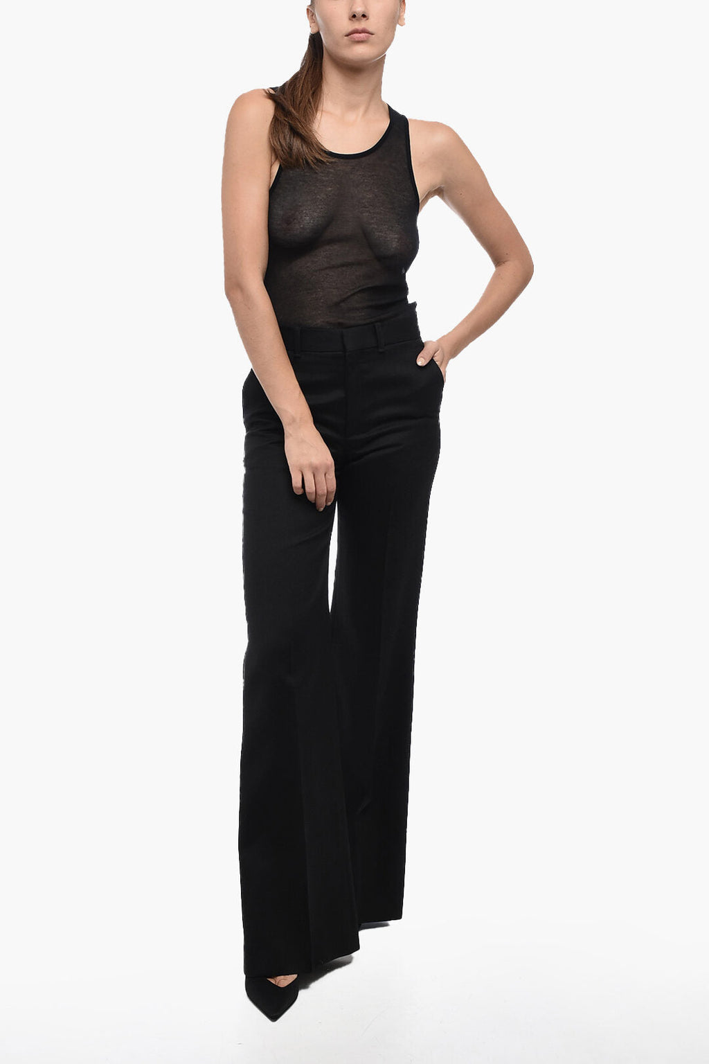 Chloe High-Waisted Flare-Fit Wool Pants