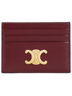 CELINE Triomphe Shiny Calfskin Card Wallet Light Burgundy