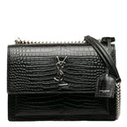 Saint Laurent Sunset Bag in Crocodile Black 442906