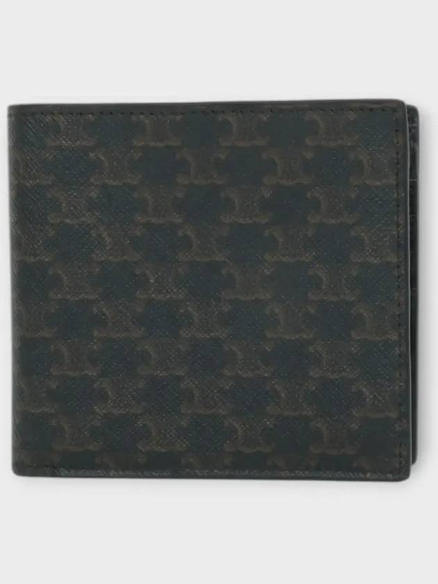 CELINE Logo Triomphe Bilford Half Wallet Black