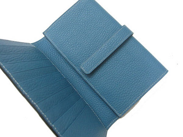 Hermes Wallet H1125 Wallet Cow Leather Blue