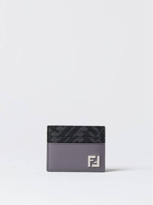 Fendi FF Square Leather Card Wallet Grey