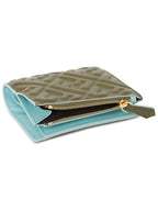 Fendi Slim Baguette Leather Half Wallet Green