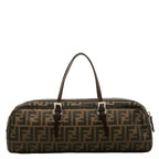 Fendi Zuka Handbag 16560 Brown Canvas Leather Ladies Fendi