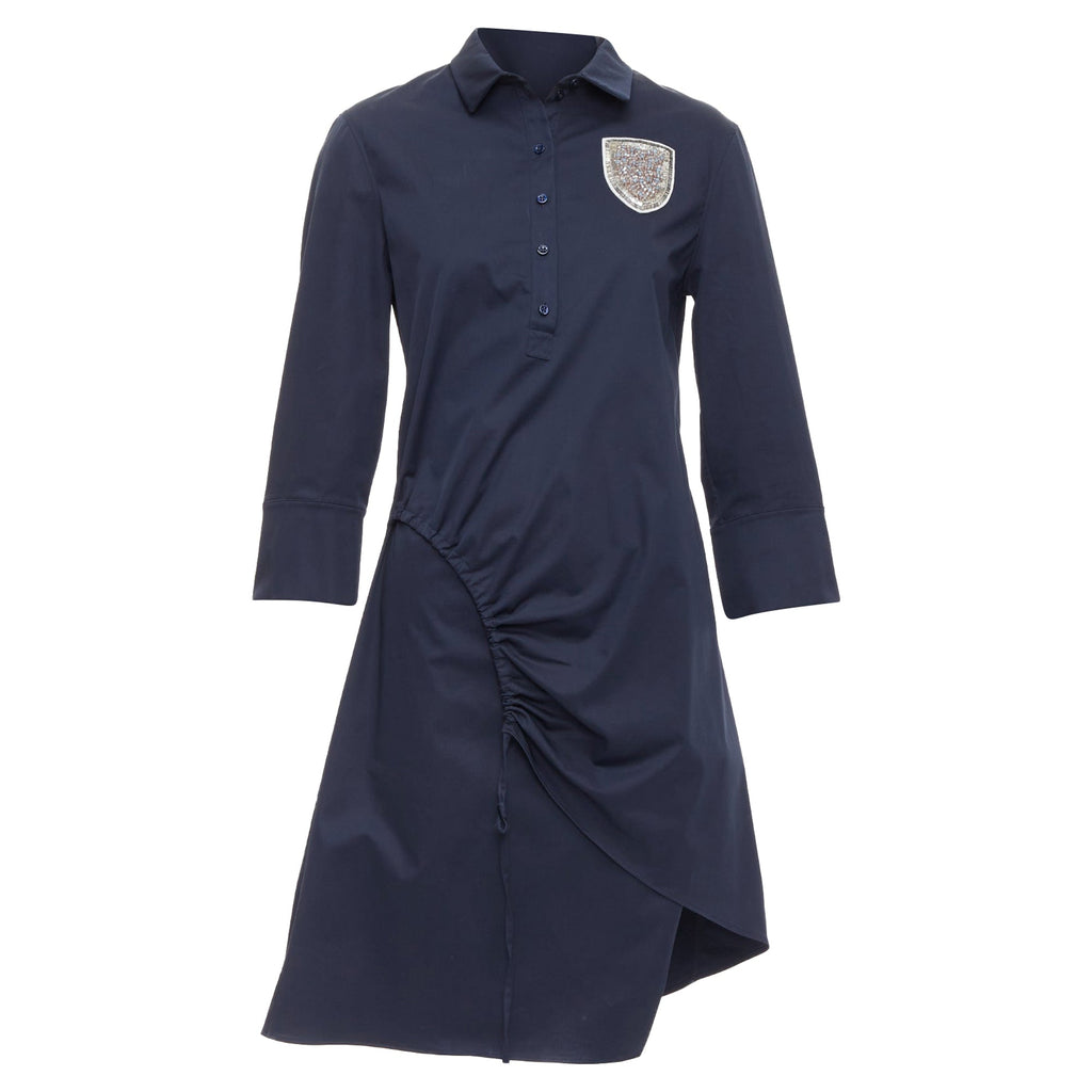 Christian Dior cotton beaded crest badge button down dress