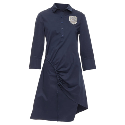 Christian Dior cotton beaded crest badge button down dress