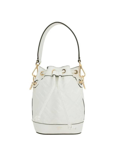 Fendi Mon Tresor FF Motif Leather Mini Bucket Bag White