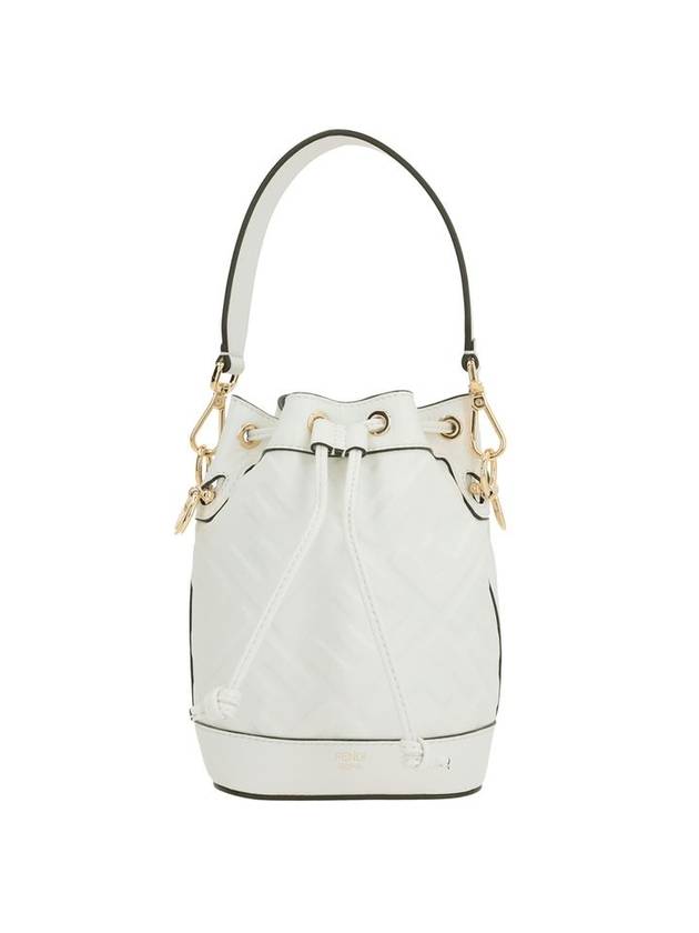 Fendi Mon Tresor FF Motif Leather Mini Bucket Bag White