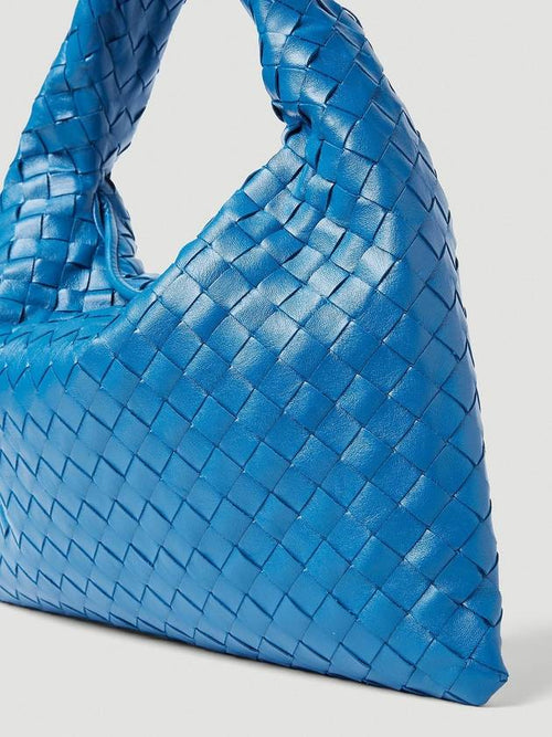 Bottega Veneta Intrecciato Small Hop Tote Bag Blue