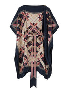 Burberry Burberry Abstract Check Print Silk Belted Cape