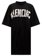 Balenciaga Logo Print T-Shirt Short Dress Black