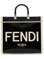 Fendi Sunshine Patent Leather Medium Tote Bag Black