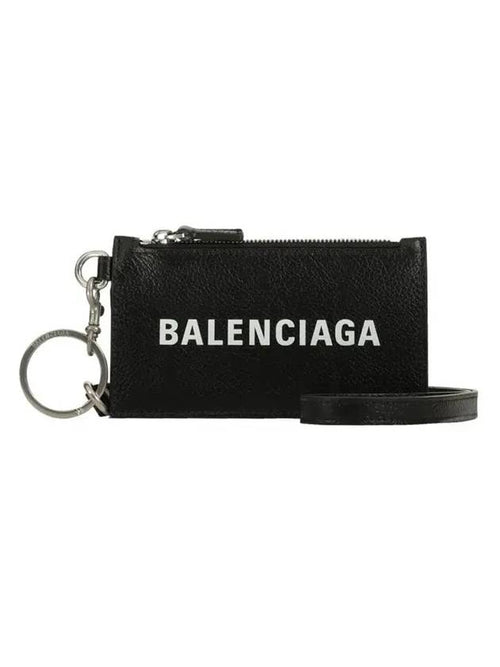 Balenciaga Cash Keyring Card Case Black Silver
