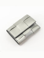 Bottega Veneta Intrecciato Half Wallet Silver