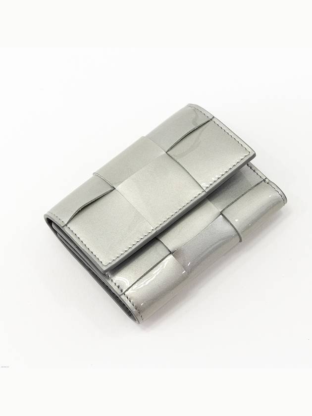 Bottega Veneta Intrecciato Half Wallet Silver