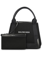 Balenciaga Cabas Logo Canvas Small Tote Bag Black