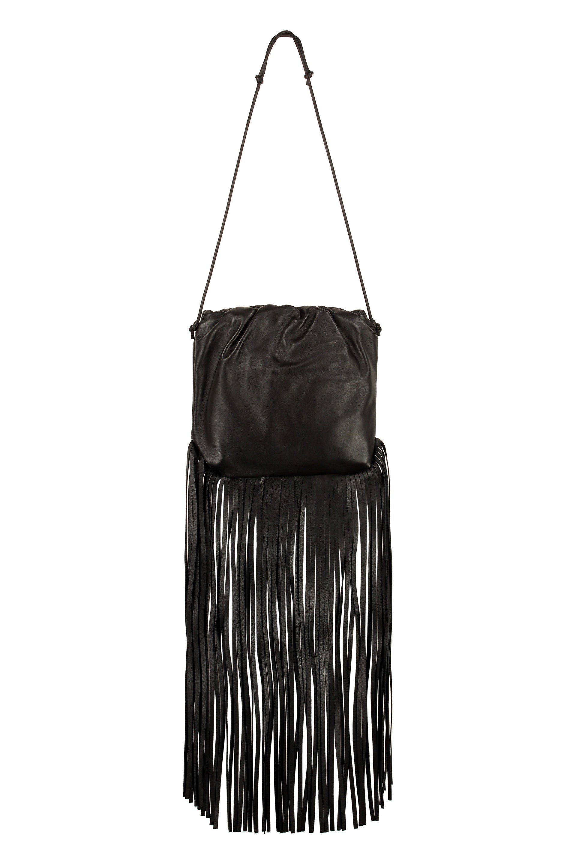 Bottega Veneta Women's Fringed Leather Shoulder Bag in Black | 630363VCP40 Color 1229