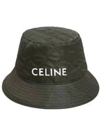 CELINE Logo Quilted Nylon Twill Bucket Hat Forest