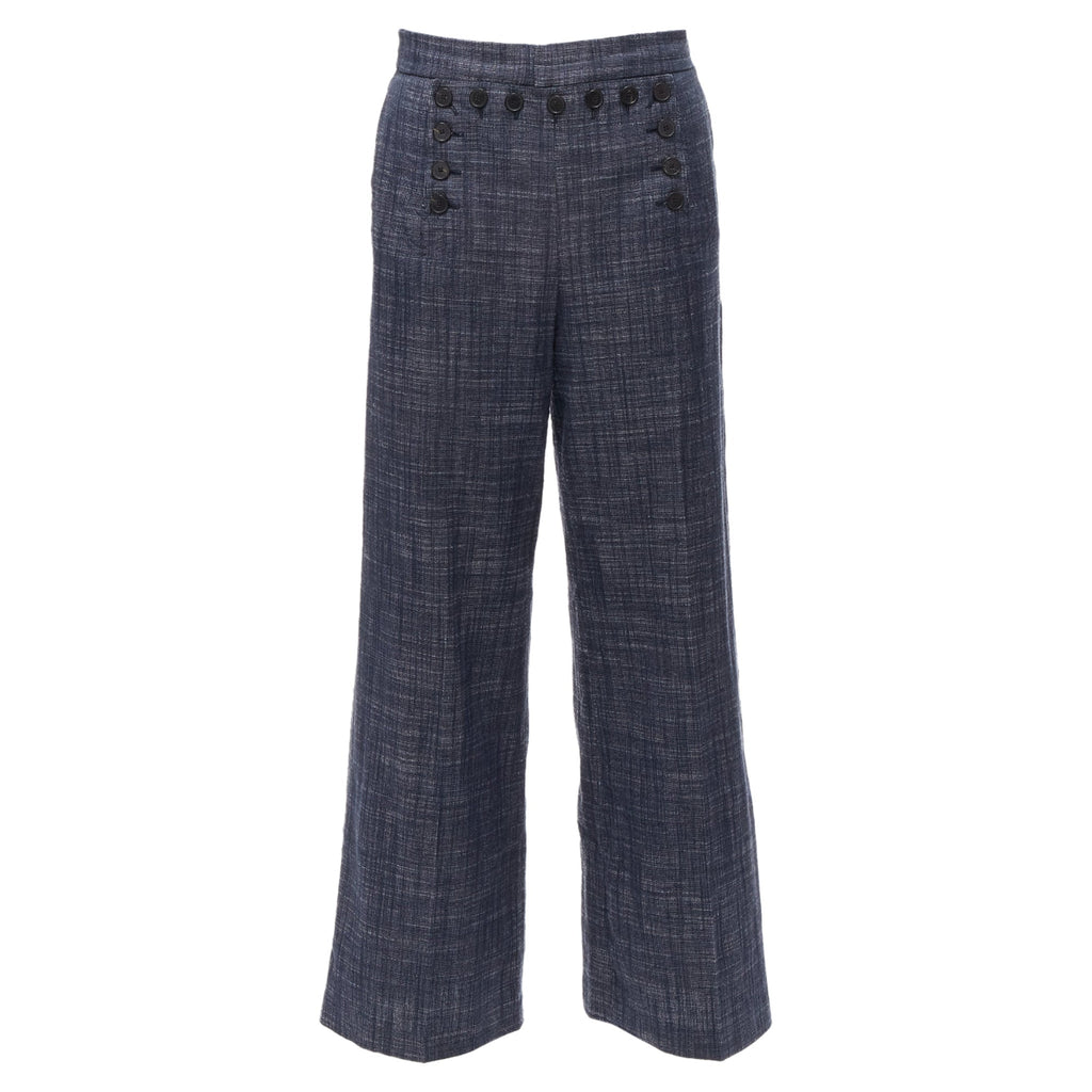 Christian Dior cotton linen blend sailor button wide leg pants