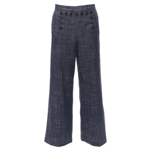Christian Dior cotton linen blend sailor button wide leg pants