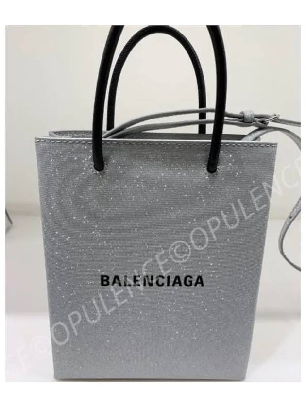 Balenciaga Blondie Glitter Logo Cross Bag Silver