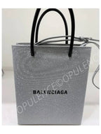 Balenciaga Blondie Glitter Logo Cross Bag Silver