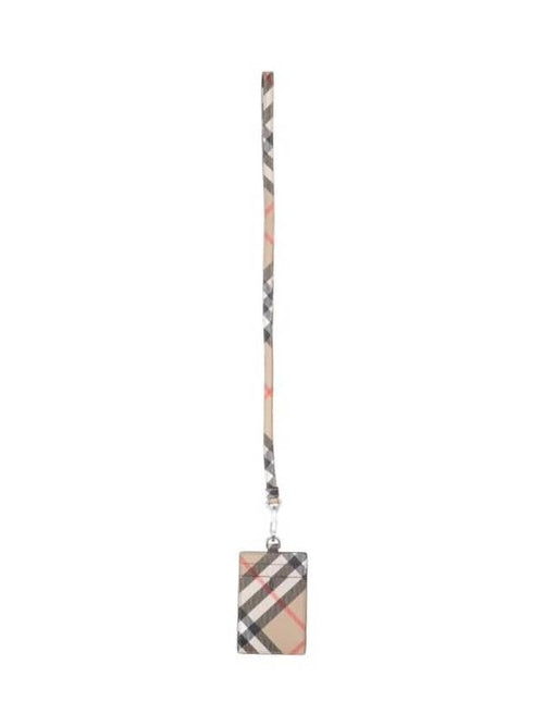 Burberry Check Lanyard Neck Strap Card Wallet Sand