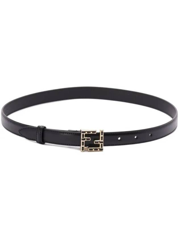 Fendi Logo Buckle Leather Belt Black