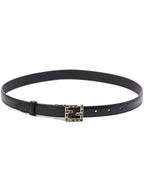 Fendi Logo Buckle Leather Belt Black
